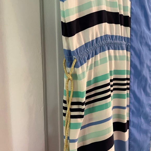 Sail to sable Striped Dress / cover up with gold Drawstring Detail - Picture 2 of 3